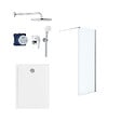 GROHE - Pack Douche Complet – Paroi Walk-In 100x200 Chrome + Colonne Grohe Eurosmart 2 Jets + Receveur Marbre Coulé Blanc 120x90 - vignette