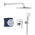 GROHE - Pack Douche Complet – Paroi Walk-In 100x200 Chrome + Colonne Grohe Eurosmart 2 Jets + Receveur Marbre Coulé Blanc 120x90 - vignette