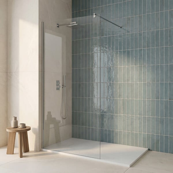 CERAMIA - Paroi de douche Walk-In 100 cm – Ceramia Essential – Verre 8 mm – Profilé Noir - large