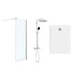GROHE - Pack Douche Complet – Paroi Walk-In 100x200 Chrome + Colonne Grohe Vitalio 2 Jets + Receveur Marbre Coulé Blanc 120x90 - vignette