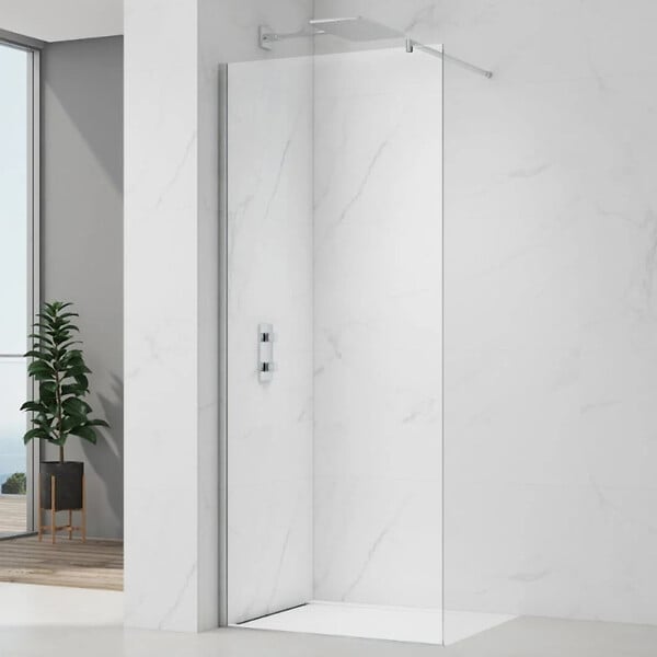 SWISS AQUA TECHNOLOGIES - Project paroi de douche à l'italienne 70 cm avec accessoires de montage, chrome brillant (SATBWIPRO70) - large