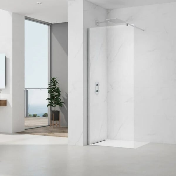 SWISS AQUA TECHNOLOGIES - Project paroi de douche à l'italienne 70 cm avec accessoires de montage, chrome brillant (SATBWIPRO70) - large