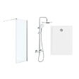 SWISS AQUA TECHNOLOGIES - Pack Douche Complet – Paroi Walk-In 140x200 Chrome + Colonne SAT 3 Jets + Receveur Marbre Coulé Blanc 140x80 (SAT100C7VI148W) - vignette