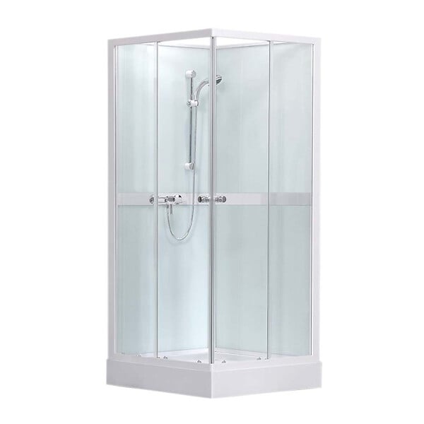 SWISS AQUA TECHNOLOGIES - Project 90x90 cm cabine de douche carrée en verre avec receveur et profilés, blanc (4000693) - large