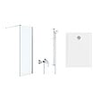 GROHE - Pack Douche Complet – Paroi Walk-In 140x200 Chrome + Colonne Grohe Tempesta 3 Jets + Receveur Marbre Coulé Blanc 140x80 - vignette