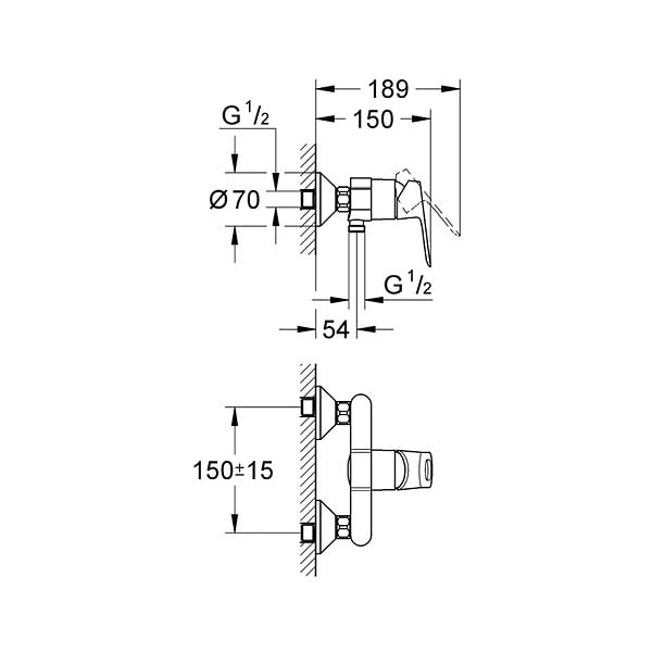 GROHE - Pack Douche Complet – Paroi Walk-In 140x200 Chrome + Colonne Grohe Tempesta 3 Jets + Receveur Marbre Coulé Blanc 140x80 - large