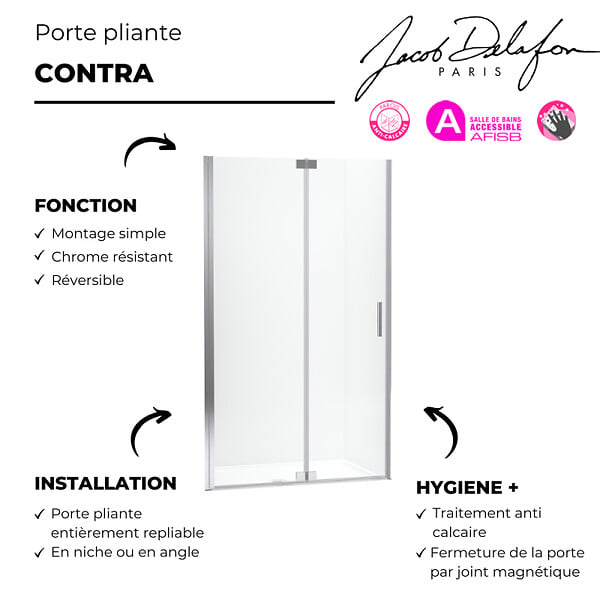 JACOB DELAFON - Porte de douche pliante 120 x 200 cm Contra chromé - large