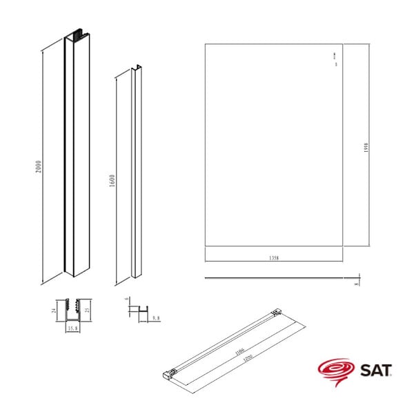 SWISS AQUA TECHNOLOGIES - Pack Douche Complet – Paroi Walk-In 140x200 Chrome + Colonne SAT 3 Jets + Receveur Marbre Coulé Blanc 140x90 (SAT100C7PR149W) - large