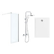 SWISS AQUA TECHNOLOGIES - Pack Douche Complet – Paroi Walk-In 120x200 Chrome + Colonne SAT 3 Jets + Receveur Marbre Coulé Blanc 120x90 (SAT120C7PR129W) - vignette