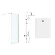 SWISS AQUA TECHNOLOGIES - Pack Douche Complet – Paroi Walk-In 100x200 Chrome + Colonne SAT 3 Jets + Receveur Marbre Coulé Blanc 120x80 (SAT100C7PR128W) - vignette