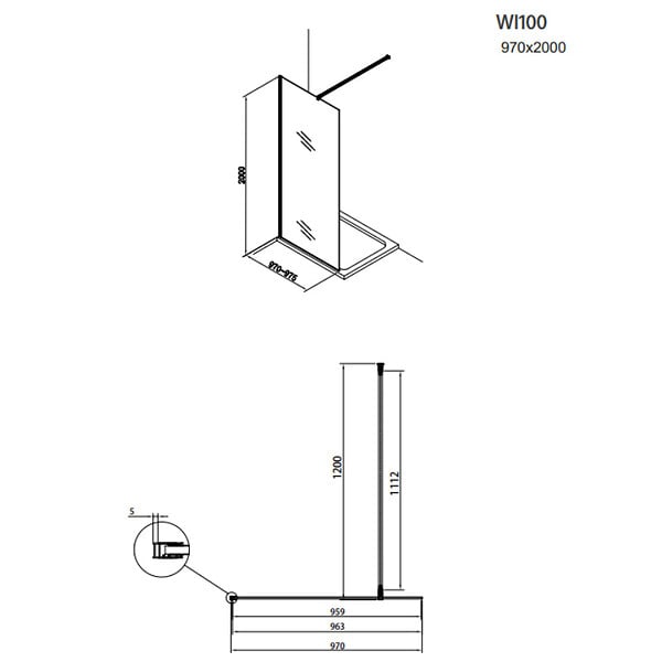 SWISS AQUA TECHNOLOGIES - Pack Douche Complet – Paroi Walk-In 100x200 Chrome + Colonne SAT 3 Jets + Receveur Marbre Coulé Blanc 120x80 (SAT100C7PR128W) - large