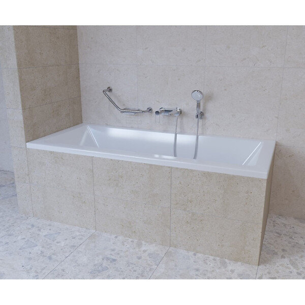 SIKO - Poignée de baignoire murale Multi 42 cm forme coudée avec porte-savon, inox (MAD501ENRZ) - large