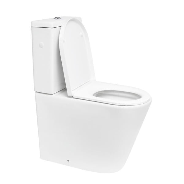 SWISS AQUA TECHNOLOGIES - Brevis ensemble WC à poser PMR sans bride  & mécanisme de chasse GEBERIT + abattant SoftClose, blanc brillant (SATBRE32G) - large