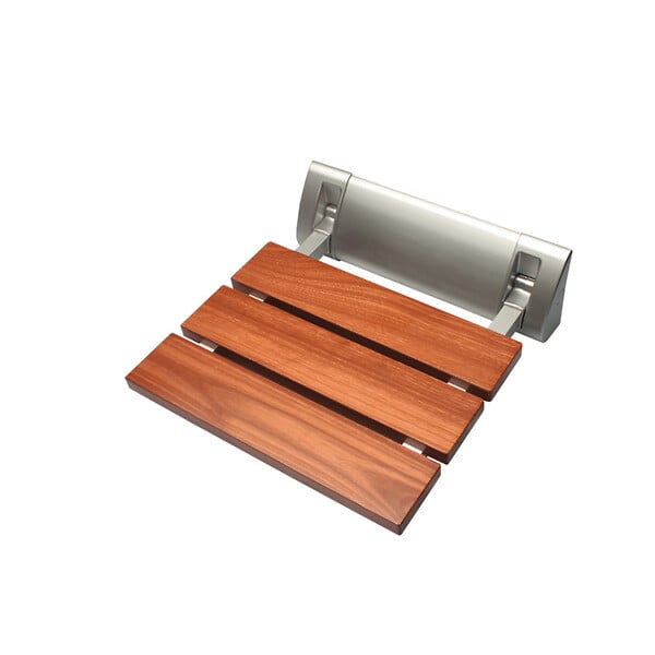 SIKO - Multi Siège de douche rabattable en bois avec support, Marron (SEDWOOD) - large
