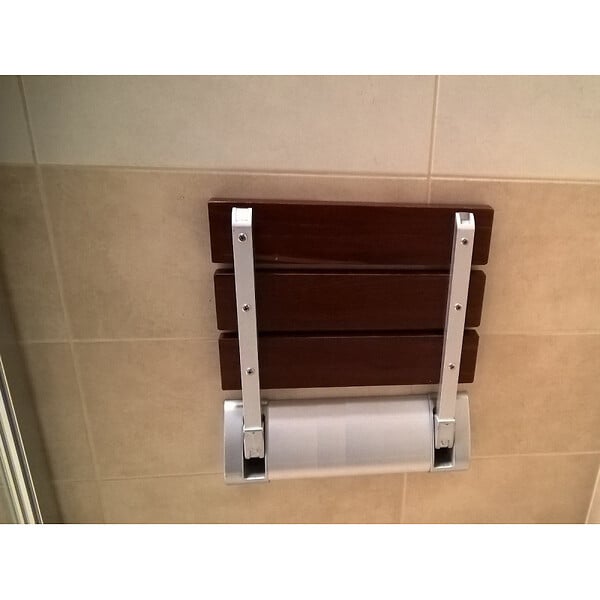 SIKO - Multi Siège de douche rabattable en bois avec support, Marron (SEDWOOD) - large