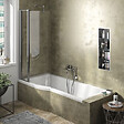 IDEAL STANDARD - Pack baignoire bain douche 170 x 80 cm droite Connect Air + tablier + pare bain fixe  + pieds + vidage Doré - vignette