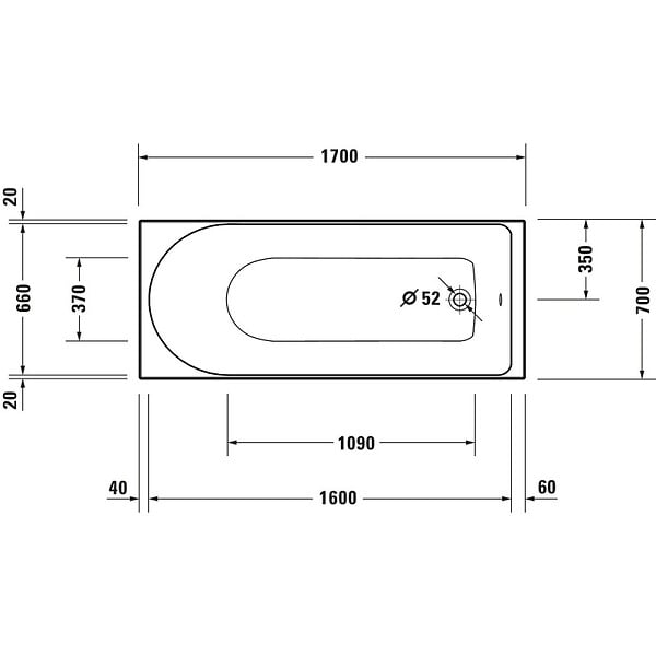 DURAVIT - Baignoire droite 170 X 70 D-Neo + vidage doré - large