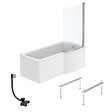 IDEAL STANDARD - Pack baignoire bain douche 170 x 80 cm droite Connect Air + tablier + pare bain fixe  + pieds + vidage Chromé - vignette