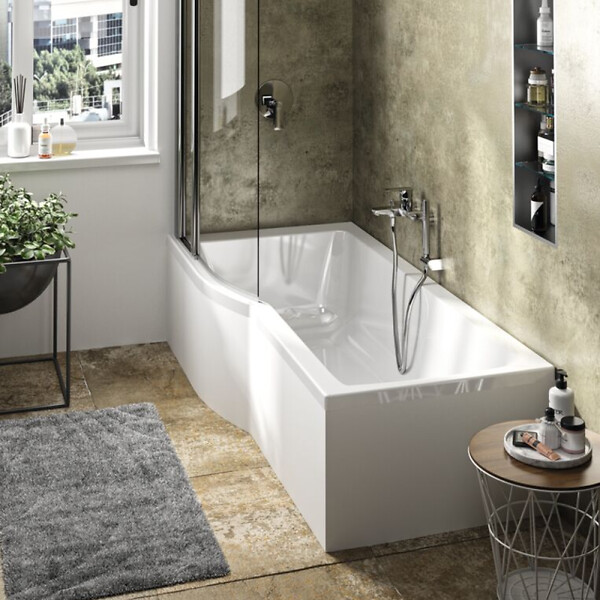 IDEAL STANDARD - Baignoire bain douche 170 x 80 cm gauche Connect Air + tablier + pieds + vidage Noir mat - large