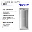DURAVIT - Baignoire droite 180 X 80 D-Code acrylique bonde au centre + vidage noir mat - vignette