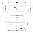 DURAVIT - Baignoire droite 180 X 80 D-Code acrylique bonde au centre + vidage noir mat - vignette