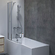 IDEAL STANDARD - Pack baignoire bain douche 170 x 80 cm gauche Connect Air + tablier + pare bain fixe  + pieds + vidage Doré - vignette