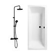 VITRA - Baignoire droite 180x80cm avec pieds Neon blanc + Vidage noir  + Colonne bain thermostatique douche noir mat - vignette