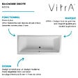 VITRA - Baignoire droite rectangulaire 180x80cm avec pieds Neon blanc + Vidage volet et clapet Inox/Chrome - vignette