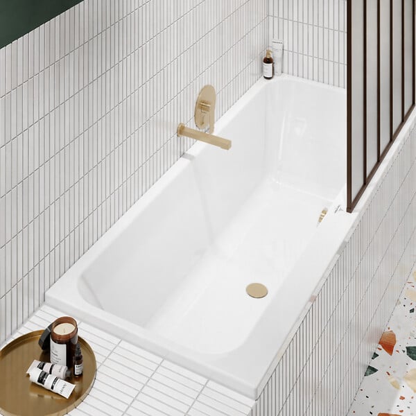 VILLEROY ET BOCH - Baignoire droite 170 x 70 Architectura + Vidage de baignoire doré - large