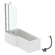 IDEAL STANDARD - Pack baignoire bain douche 170 x 80 cm gauche Connect Air + tablier + pare bain avec volet + vidage Doré - vignette