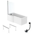 IDEAL STANDARD - Pack baignoire bain douche 170 x 80 cm gauche Connect Air + tablier + pare bain fixe  + pieds + vidage Noir mat - vignette