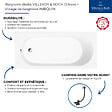 VILLEROY ET BOCH - Baignoire droite 160 x 70  O.Novo + Vidage de baignoire doré - vignette