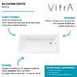 VITRA - Baignoire droite rectangulaire 170x75cm avec pieds Neon blanc + Vidage volet et clapet Inox/Chrome - vignette