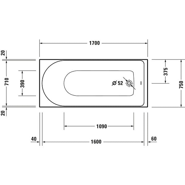 DURAVIT - Baignoire droite 170 X 75 D-Neo + vidage blanc - large