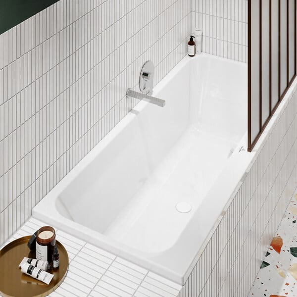 VILLEROY ET BOCH - Baignoire droite 180 x 80 Architectura + Pieds + Vidage de baignoire blanc - large