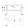 DURAVIT - Baignoire droite 180 X 80 D-Code acrylique bonde au centre + vidage blanc - vignette