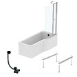 IDEAL STANDARD - Pack baignoire bain douche 170 x 80 cm droite Connect Air + tablier + pare bain avec volet  + pieds + vidage Noir - vignette