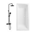 VITRA - Baignoire droite 180x80cm avec pieds Neon blanc  + Vidage blanc + Colonne bain thermostatique douche noir mat - vignette