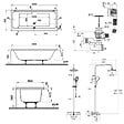 VITRA - Baignoire droite 180x80cm avec pieds Neon blanc  + Vidage blanc + Colonne bain thermostatique douche noir mat - vignette