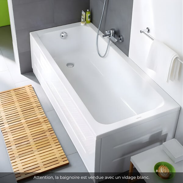 DURAVIT - Baignoire droite 150 X 75 D-Code acrylique + vidage blanc - large