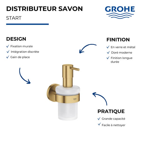 GROHE - Distributeur de savon avec support Start Cool Sunrise - large