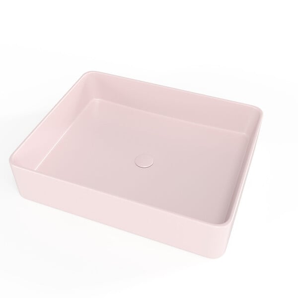 SWISS AQUA TECHNOLOGIES - Set Vasque Infinitio à poser 50 x 40 x 11 cm + Bonde, Rose mat (SATINF5040PM-SET_BP) - large