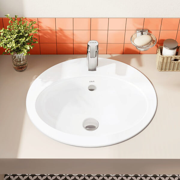 VITRA - Vasque à encastrer par le dessus VitrA S20 avec trou robinetterie - large
