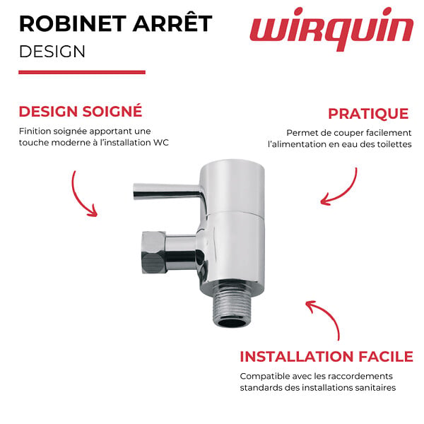 WIRQUIN - Robinet d'arrêt WC Design rond - large