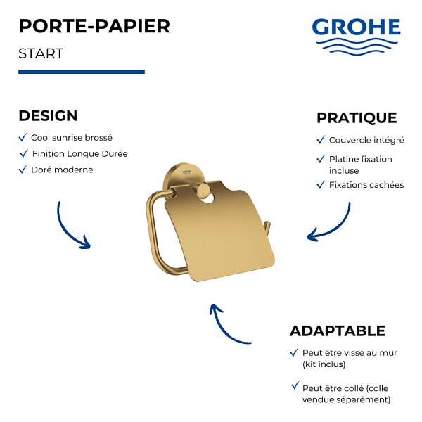 GROHE - Dérouleur de papier mural Start Cool Sunrise - large