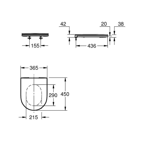 GROHE - Euro Ceramic siège abattant WC en Duroplast amovible avec frein de chute, blanc (102500SH00) - large