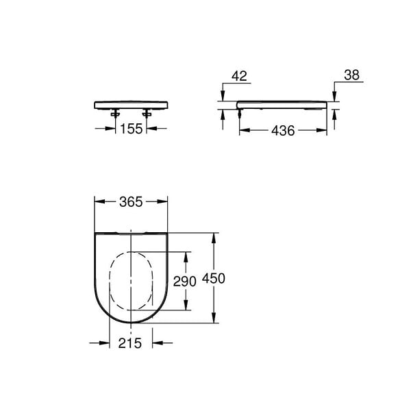 GROHE - Euro Ceramic siège abattant WC amovible en duroplast avec frein de chute, blanc (102501SH00) - large