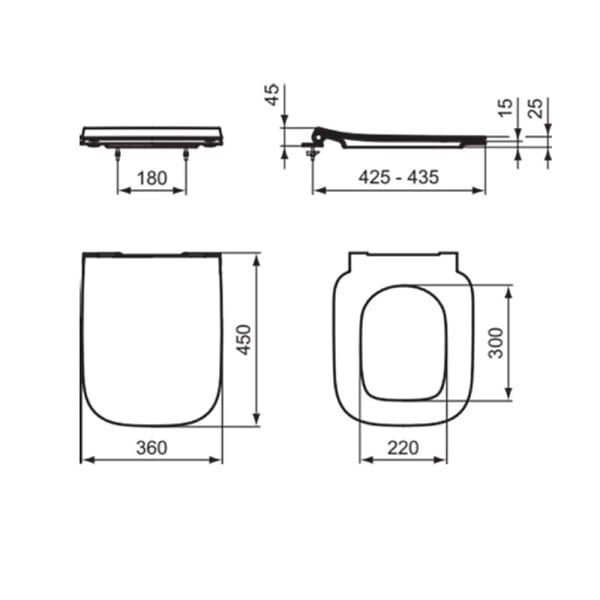 IDEAL STANDARD - I.life B abattant WC en duroplast avec fermeture SoftClose, charnières en acier inoxydable, blanc (T500301) - large