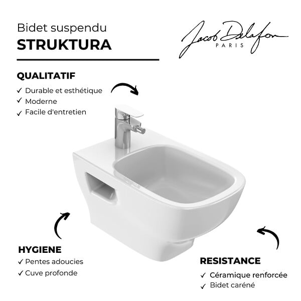 JACOB DELAFON - Bidet suspendu Struktura céramique - large