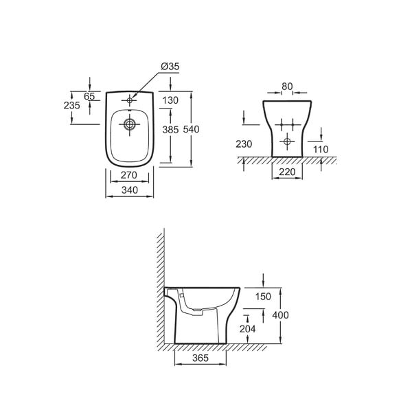 JACOB DELAFON - Bidet à poser Struktura céramique - large